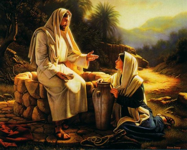Jesus speaks to the Samaritan women at the well