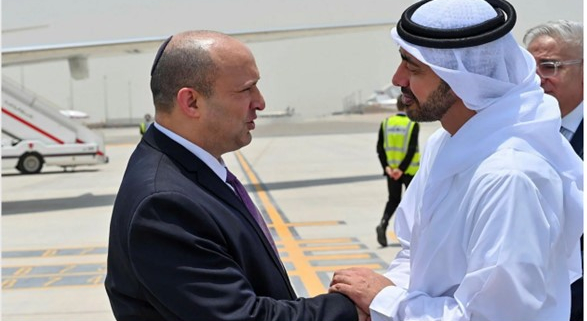 UAE Foreign Minister Abdullah bin Zayed and Israeli Prime Minister Naftali Bennett in Abu Dhabi